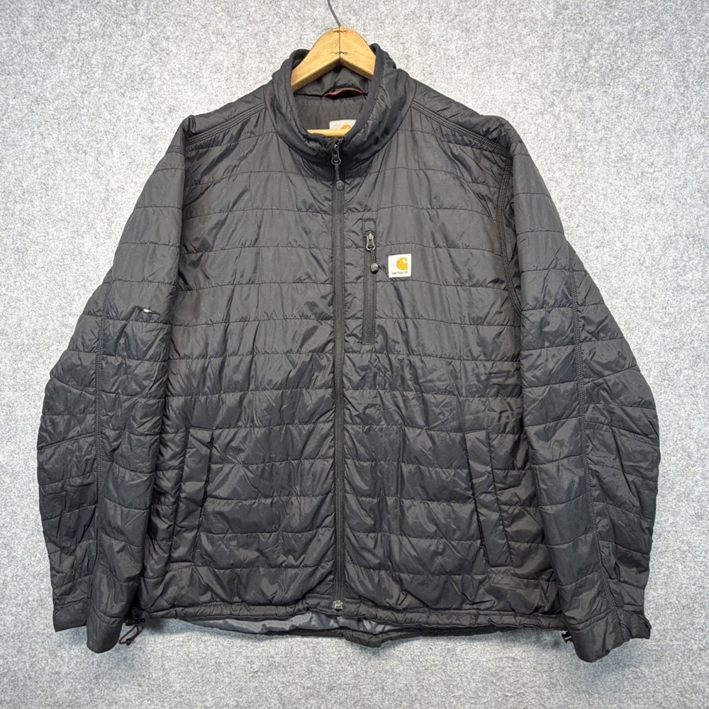 Carhartt Mens XL Black Rain Defender Relaxed Fit Quilted Puffer Jacket